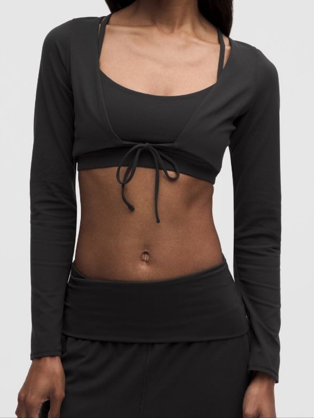 NWT Lululemon Nulu Mesh-Back Tie-Front Cropped Cardigan Black Large